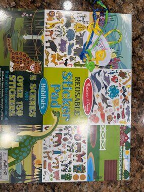 Melissa & Doug Reusable Sticker Pad Habitats 5 Scenes 150+ Stickers New
